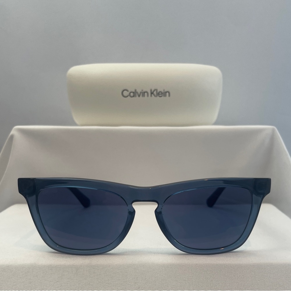 Calvin Klein CK23535 Blue/Blue Sunglasses with Keyhole Bridge And Original Case